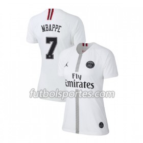 Camisetas Paris Saint Germain Mbappe 7 Jordan Blanco Mujer Tercera Equipacion 2018/2019